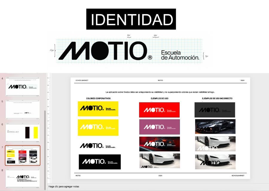 Branding de Motio, escuela de automoción