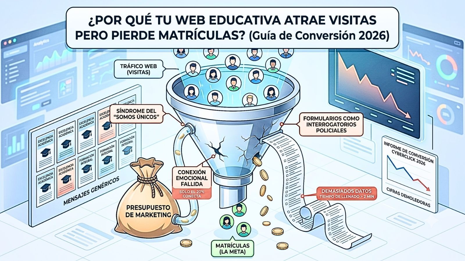 ¿Por qué tu web educativa atrae visitas pero pierde matrículas?